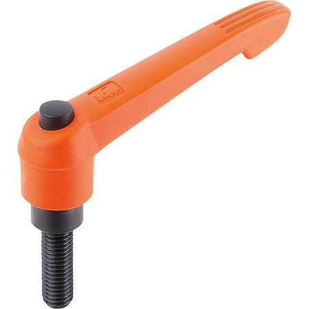 Adjustable Handle With Push Button, Size: 1, M06X20, Plastic Orange, Comp: Steel, Button: Black MPN:K0269.72106X20