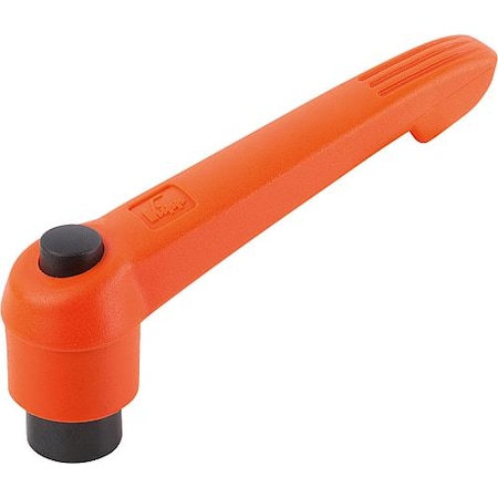 Adjustable Handle With Push Button, Size: 2, M08, Plastic Orange, Comp: Steel, Button: Black MPN:K0269.72208