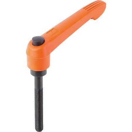 Adjustable Handle With Push Button, Size: 5, M16X90, Plastic Orange, Comp: Steel, Button: Black MPN:K0269.72516X90