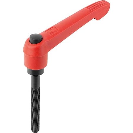 Adjustable Handle With Push Button, Size: 4, M12X60, Plastic Red, Comp: Steel, Button: Black MPN:K0269.73412X60