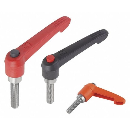 Adjustable Handle w Push Button, Sz: 1, M05X20, Plastic, Black, Comp: Stainless Steel, Button: Red MPN:K0270.71105X20