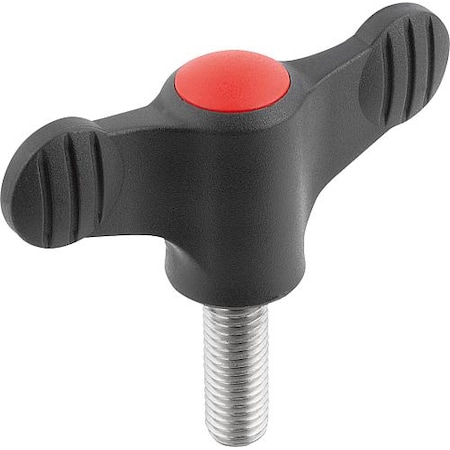 Wing Grip D=M08X20 A=50, H=24, Form: L, Plastic Black, Comp: Stainless Steel 1.4305 MPN:K0274.01086X20