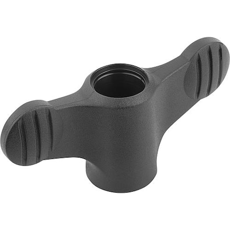 Wing Grip D=M05 Tapped Through Thread A=50, H=24, Form: D, Plastic Black, Comp: Stainless Steel MPN:K0274.10105