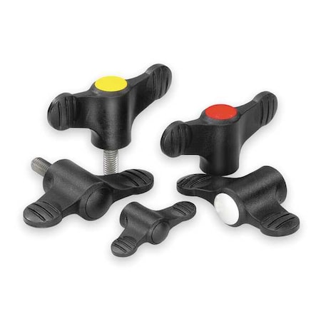 Wing Grip D=M05X20 A=50, H=24, Form: L, Plastic Black, Comp: Steel, Blue-Passivated, Cap: Black MPN:K0274.105X20
