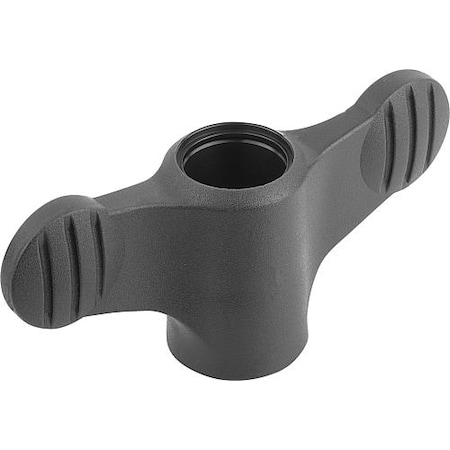 Wing Grip D=M10 Tapped Through Thread A=75, H=35, 6, Form: D, Plastic Black, Comp: Steel MPN:K0274.1210