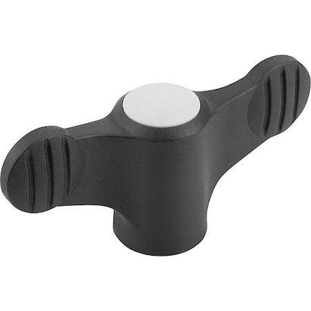 Wing Grip D=M05 A=38, H=18, Form: K, Plastic Black, Comp: Steel, Blue-Passivated, Cap: Gray MPN:K0274.9055
