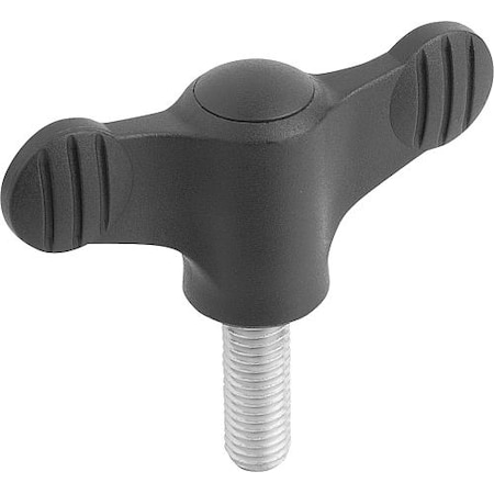 Wing Grip D=1/4-20X20 A=38, H=18, Form: L, Plastic Black, Comp: Steel, Blue-Passivated MPN:K0274.9A2X20
