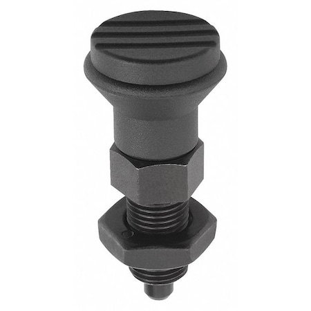 Indexing Plunger D1= 1/2-13, D=6, Style B, Non-Lockout w Locknut, Steel Hardened, Knob Plastic Black MPN:K0339.2206A5