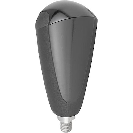 Revolving Handle, Oval, Size: 2, D= 5/16-18X10, D1= 41, Thermoset Gloss Black, Comp. Stainless Steel MPN:K0651.12A3010