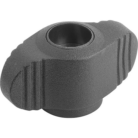 Wing Grip, Mini, D=1/4-20 Tapped Through Thread, A=28, H=14, 3, Form: D, Thermoplastic Black MPN:K0658.100A2