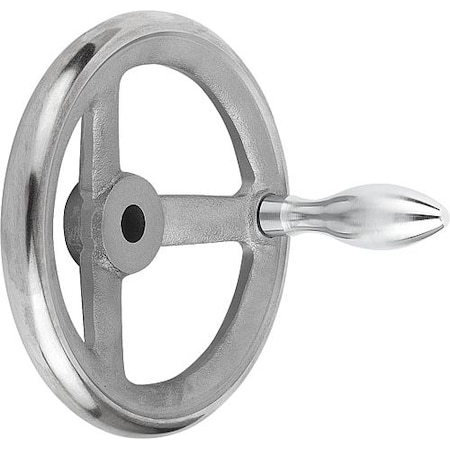 Handwheel, DIN 950, D1= 80 mm, Bore D2= 12 mm, Gray Cast Iron, Machine Handle Fixed, Steel MPN:K0671.2080X12