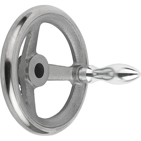 Handwheel, DIN 950, D1= 125 mm, Bore D2= 14 mm, Gray Cast Iron, Machine Handle Revolving, Steel MPN:K0671.4125X14