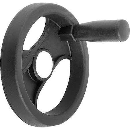 2-Spoke Handwheel, PA Plastic, Steel Bushing, Diameter D1= 99 mm, Bore D2= 10 mm, Revolving Grip MPN:K0725.4100X10