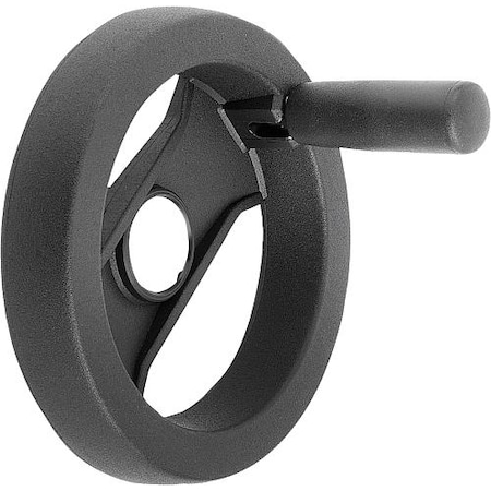 2-Spoke Handwheel, PA Plastic, Steel Bushing, Diameter D1= 159 mm, Bore D2= 16 mm, Folding Grip MPN:K0725.6160X16