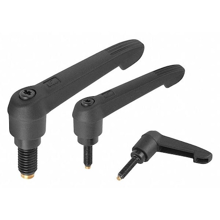 Adjustable Handle with Non-Marring Brass Tip, Size 2, M06X50, Form A, Handle Plastic, Black RAL 7021 MPN:K0780.12061X50