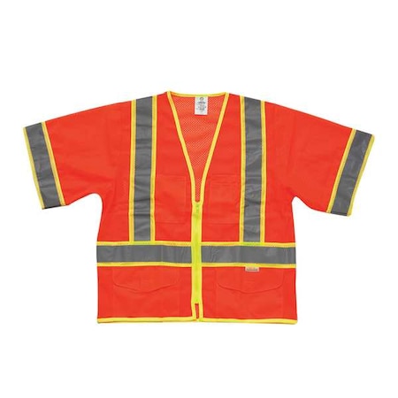 2XL Class 3 High Visibility Vest, Orange MPN:1243-2X