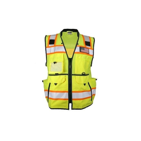High-Visibility Vest, Polyester, Zipper Closure, Not Applicable Outside Pockets, 2, Black/Lime MPN:1823-S
