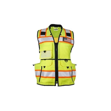 High-Visibility Vest, Polyester, Zipper Closure, Not Applicable Outside Pockets, 2, Black/Lime MPN:1824-S