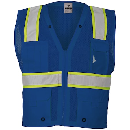 S-M Royal Blue Enhanced Visibility Multi Pocket Vest MPN:B102-S-M