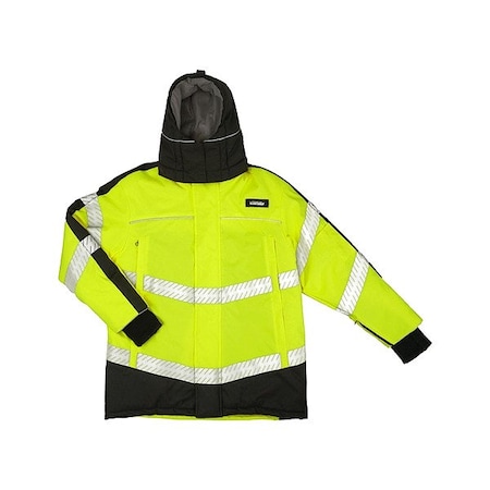 Polar Shield Parka, Polyester, Ripstop, Class 3 R, Lime, 2XL MPN:JS157