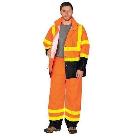 Rainsuit, Polyester/Polyurethane, 6.2 mil Thick, Packable Hood in Collar, Orange, 2XL/3XL MPN:RW101-2X-3X