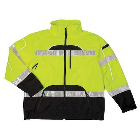 Rain Jacket, Reflective Piping, Polyester, Class 3 R, Black/Yellow, 2XL MPN:RWJ106-2X-3X
