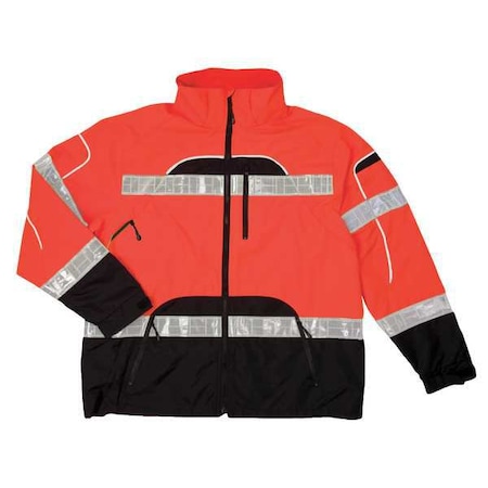 Rain Jacket, Reflective Piping, Polyester, Class 3 R, Orange, 2XL MPN:RWJ107-2X-3X