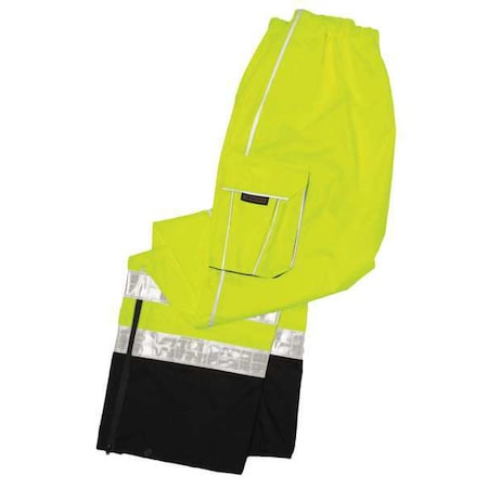 Rain Pants, Polyester, 32 in Inseam, Pull On Closure, Green, Size 5XL MPN:RWP106-4X-5X