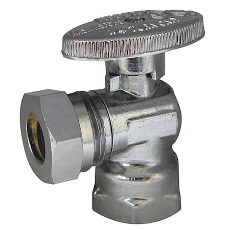 Water Supply Stop, Brass, 1/4-Turn, 1/2