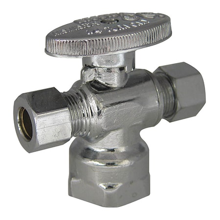 Water Supply Stop, Brass, 1/4-Turn, 1/2