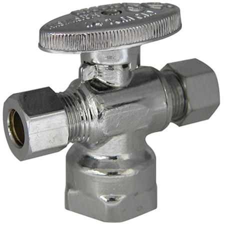 Water Supply Stop, Brass, 1/4-Turn, 1/2