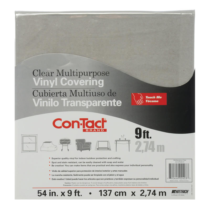 Kittrich Con-Tact Multipurpose Vinyl Covering, 9ft x 54in, Clear MPN:KIT54C3P20808P