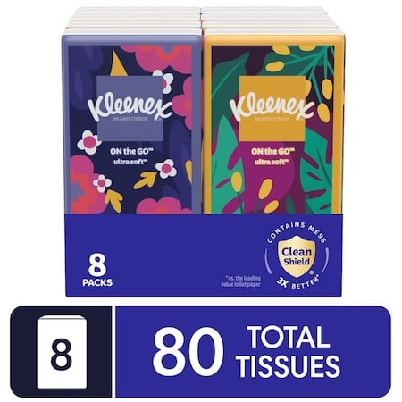 Facial Tissues, Soft Pack, On-The-Go, 80 Sheets/Pack, 3 Ply, 8 PK MPN:46651