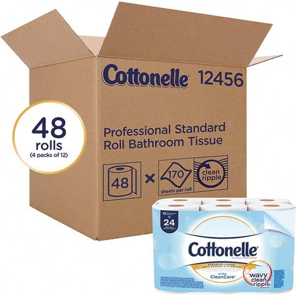 Cottonelle Bathroom Tissue: Recycled Fiber, 1-Ply, White MPN:12456 - Pkg Qty 48
