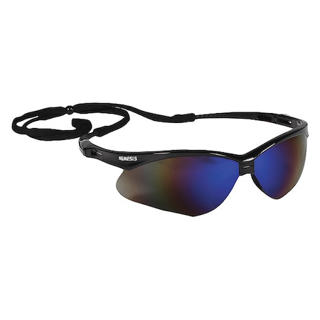 V30 Nemesis Safety Glasses, Anti-Fog & Anti-Scratch, Wraparound, Black Frame, Blue Mirror Lens MPN:14481