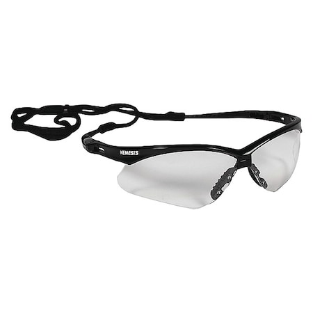 V30 Nemesis Safety Glasses, Anti-Scratch, Wraparound, Black Frame, Clear Lens MPN:25676
