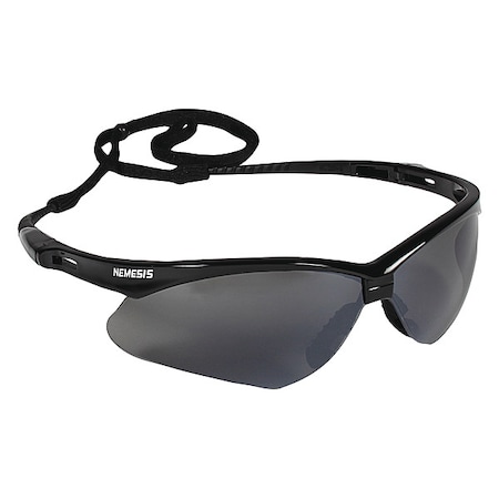 V30 Nemesis Safety Glasses, Anti-Scratch, Wraparound, Black Frame, Smoke (Gray) Mirror Lens MPN:25688