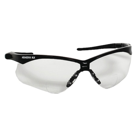 Nemesis Rx Readers Prescription Safety Glasses, Diopter Strength: +1.50, Black Frame, Clear Lens MPN:28621