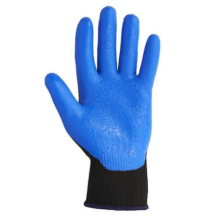 Coated Gloves, Nitrile, Crinkled, Palm, 3 Abrasion Level, Blue/Black, S (7) 1 PR MPN:40225