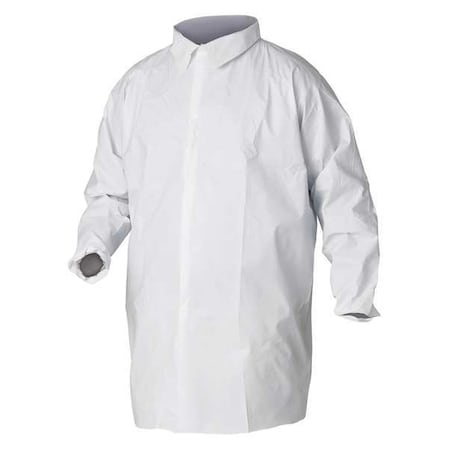 KleenGuard A40 Disposable Lab Coat, Microporous Film Laminate, Snaps Closure, White, L, 30 PK MPN:44443
