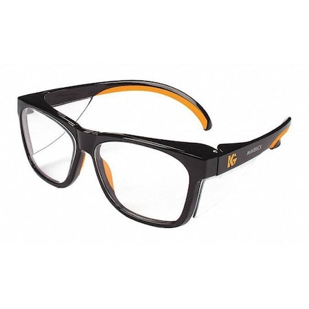 Maverick™, Safety Glasses, Anti-Fog & Anti-Scratch, Clear Lens, Black/Orange Frame, Full-Frame MPN:49312