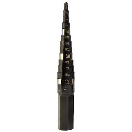 Step Drill Bit Double-Fluted No 1, 1/8 to 1/2-Inch MPN:KTSB01