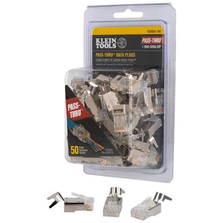 Pass-Thru Modular Data Plugs, RJ45-CAT6A, Shielded (STP), 50-Pack MPN:VDV826-705