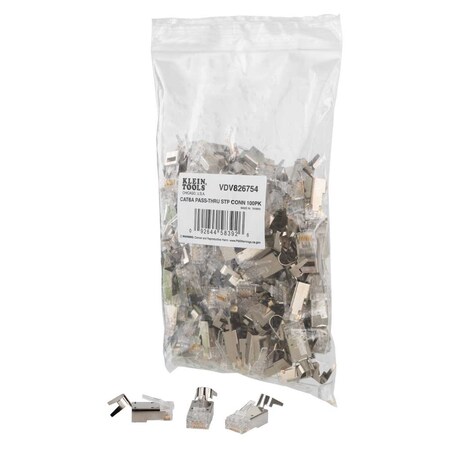Pass-Thru Modular Data Plug, RJ45-CAT6A, Shielded (STP), 100-Pack MPN:VDV826-754
