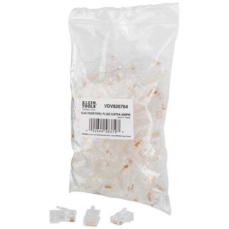 Pass-Thru Modular Data Plugs, RJ45-CAT6A, UTP 200-Pack MPN:VDV826-764