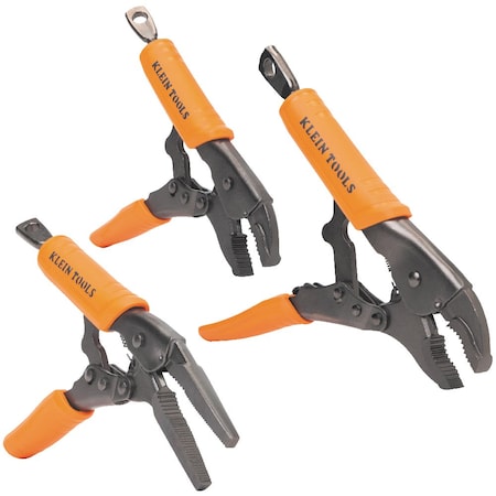 Locking Pliers, Long Nose 6-Inch, Curved Jaw 7- and 10-Inch, 3-Piece MPN:38665