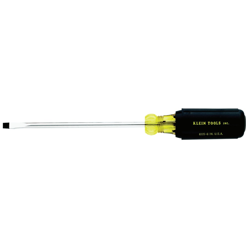 Klein Tools 1/4in Cabinet Tip Heavy Duty Round Shank Screwdriver, 6in MPN:409-605-6