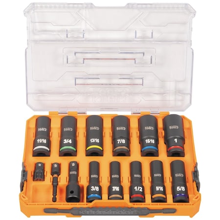 KNECT 1/2-Inch Drive Deep Well Impact Socket Set, SAE, 14-Piece MPN:65111IMPCT