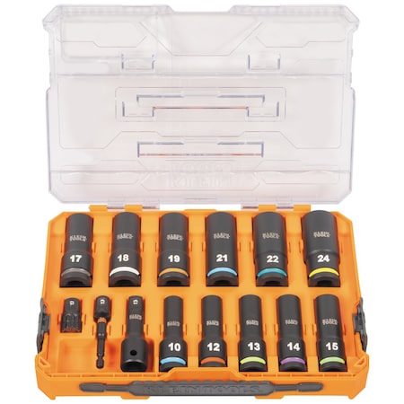 KNECT 1/2-Inch Drive Deep Well Impact Socket Set, Metric, 14-Piece MPN:65111IMPCTM