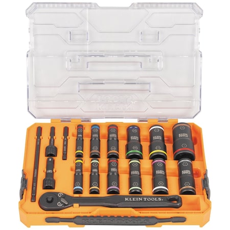 KNECT Flip-24 Deep-Well, Heavy-Duty Impact Socket Set, SAE and Metric MPN:65626